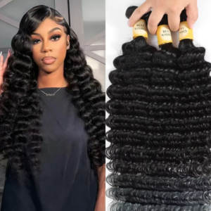 Deep Wave Human Hair Bundles 12A Brazilian Virgin Curly Raw Hair Extensions Bundles