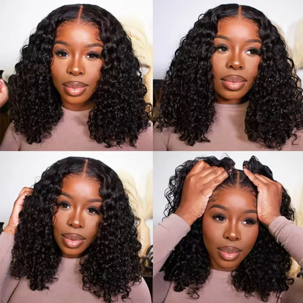 4x4 Water Wave Bob Glueless Wigs Human Hair For Women Deep Curly Human Hair Wig Ready To Go Human Hair Wigs Pre Cut Glueless Wig - Image 5