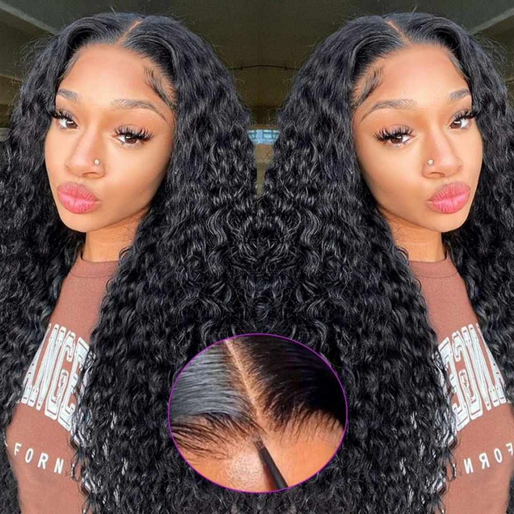 20-30 Inch Glueless Wigs 100% Human Hair Wear and Go Water Wave 6x4 HD Lace